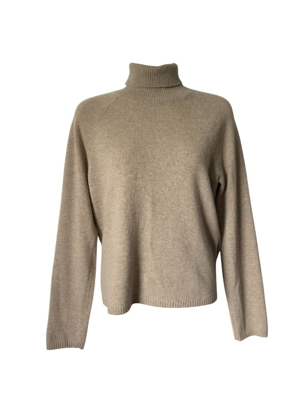 Vintage Nordstrom Cashmere Sweater Womens Size M Turtleneck Heather Oatmeal  90s - Picture 2 of 12
